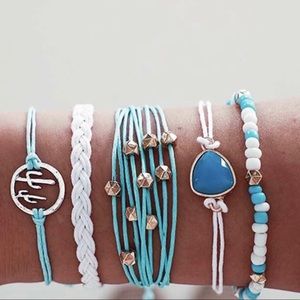 5pcs cactus and bead string bracelet set
